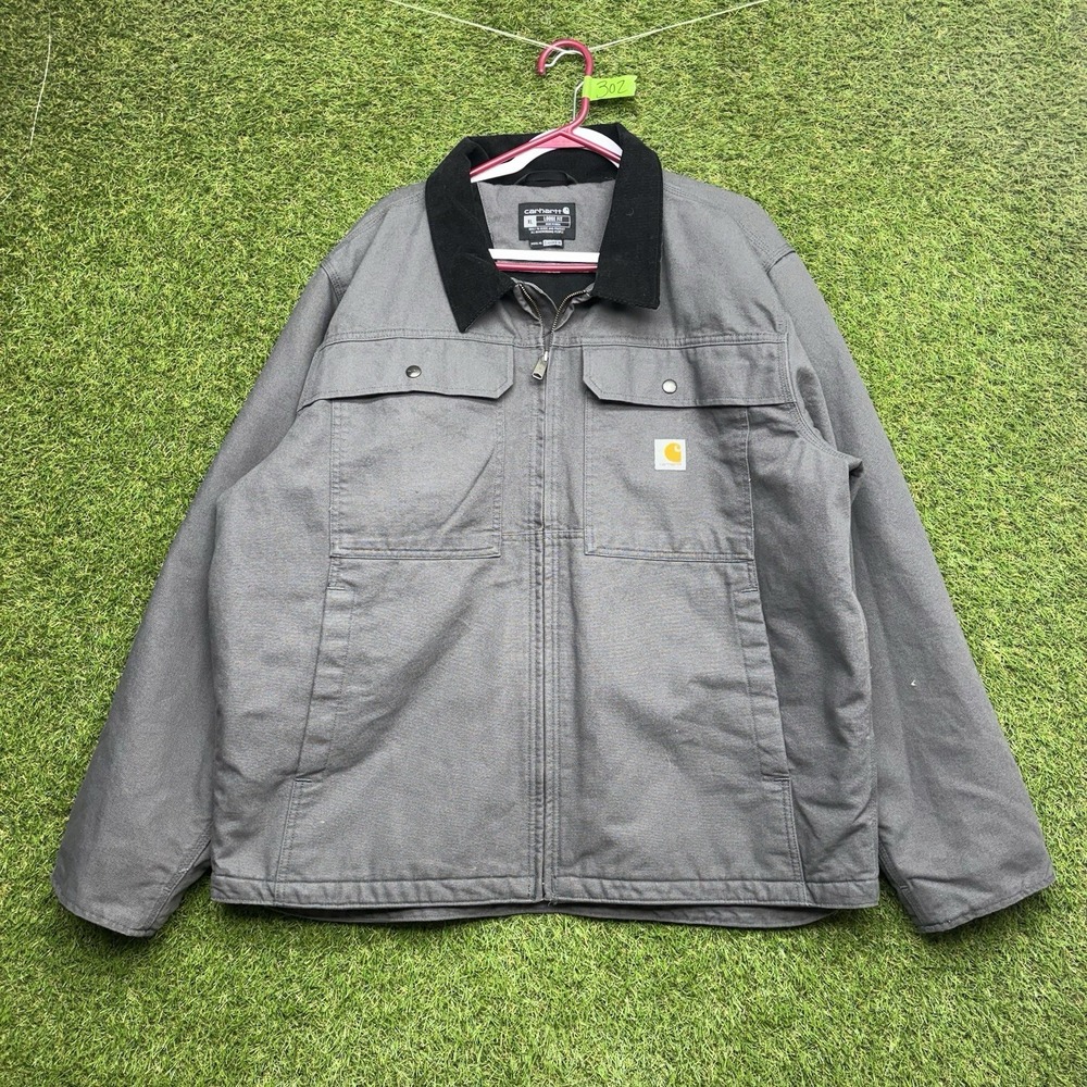 Carhartt Jacket Mens XL Gray 104480 GVL Workwear Duck Canvas Chore Outdoor Work